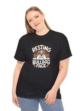 Resting Bulldog Face Black Graphic Tee